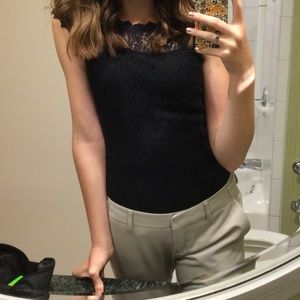 Black lace short sleeve top